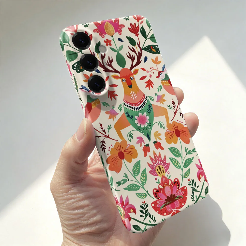 Shockproof Phone Case For Samsung A55 54 53 52 71 73 12 13 14 15 16 17 23 25 26 32 34 35 36 Bohemian Folk Art Hard PC Cover