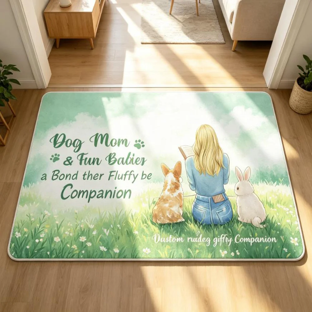 

Gamer rug gift for gamer custom name design sweet cartoon pet and figure print thick floor mat ideal for bedroom leisure corner