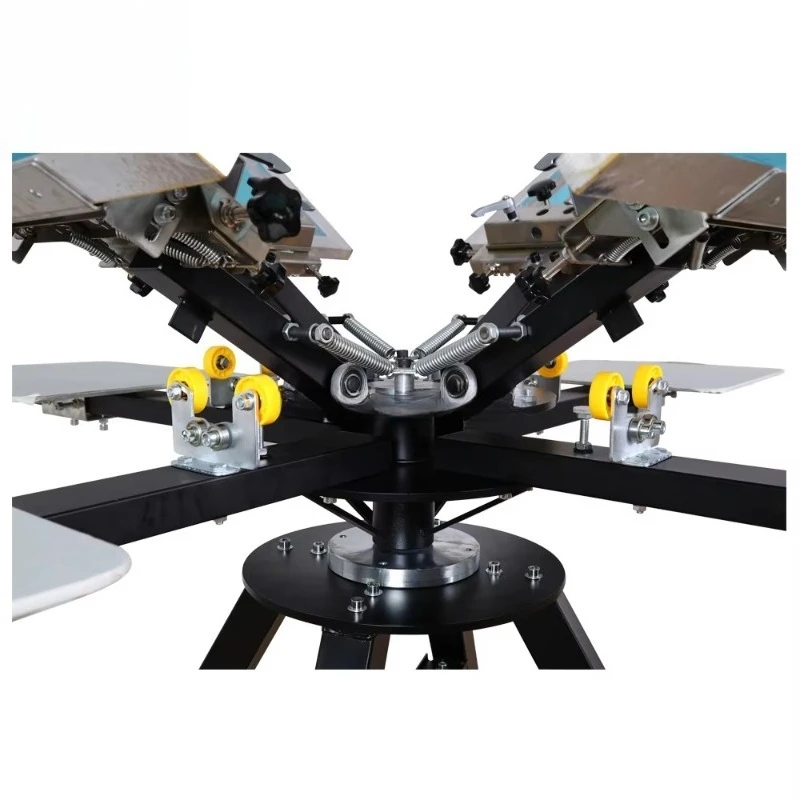 Fotografia 5: Máquina de Impressão Têxtil Rotativa 4 Cores 4 Mesas para Serigrafia e Prensagem de Roupas
