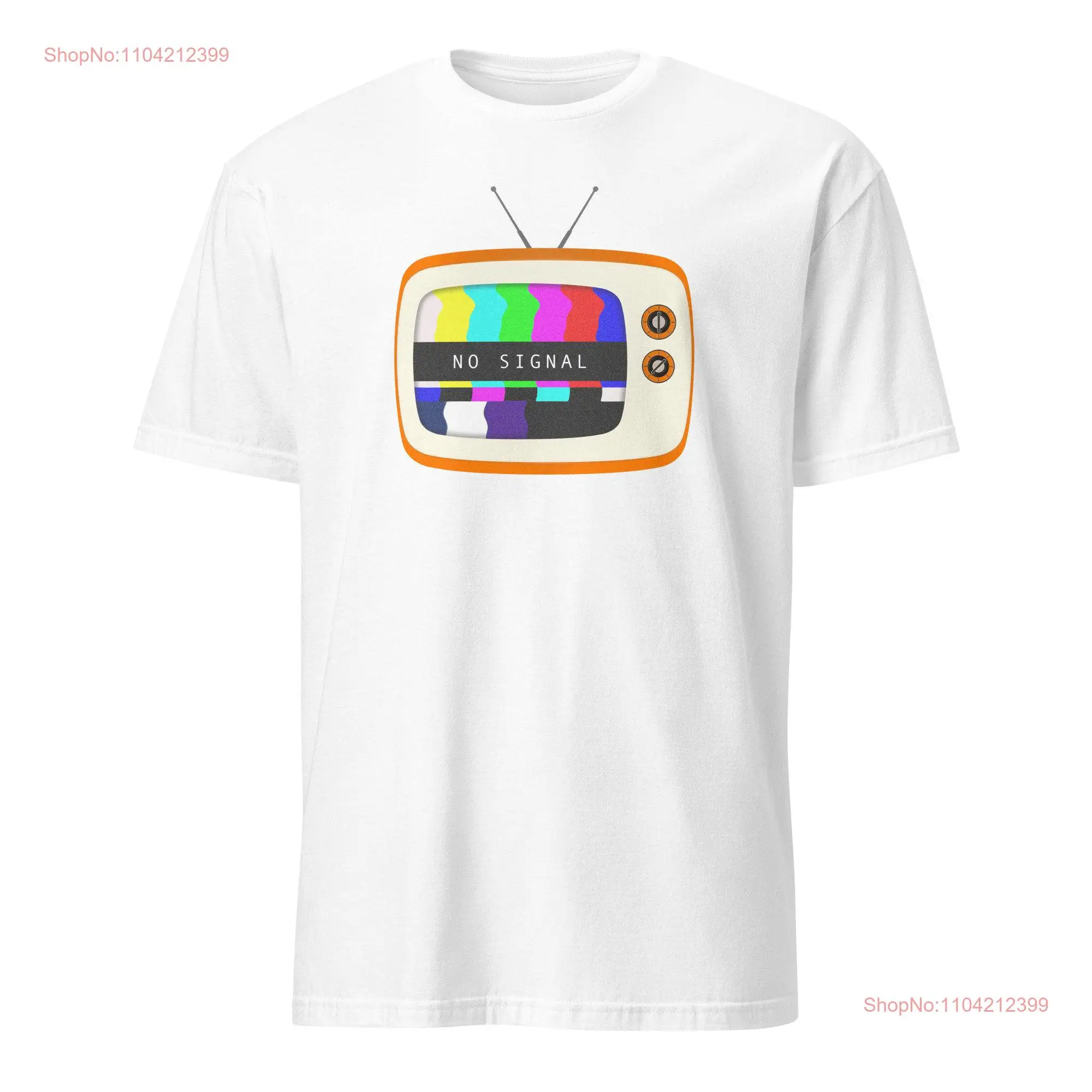 Retro Television No Signal  T Shirt in multiple locations Worldwide  long or short sleeves