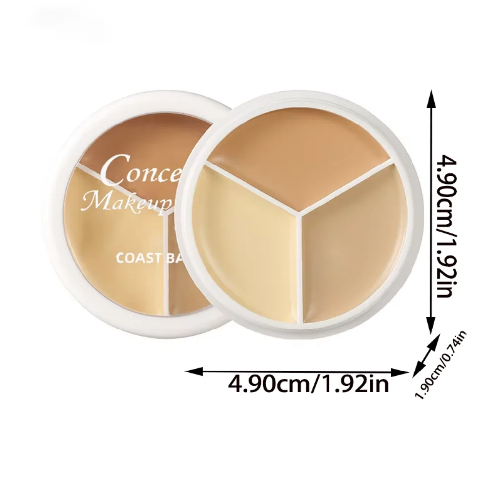 3색 풀 커버리지 컨실러 - 잡티, 다크서클 및 잔주름을 위한 방수 교정기