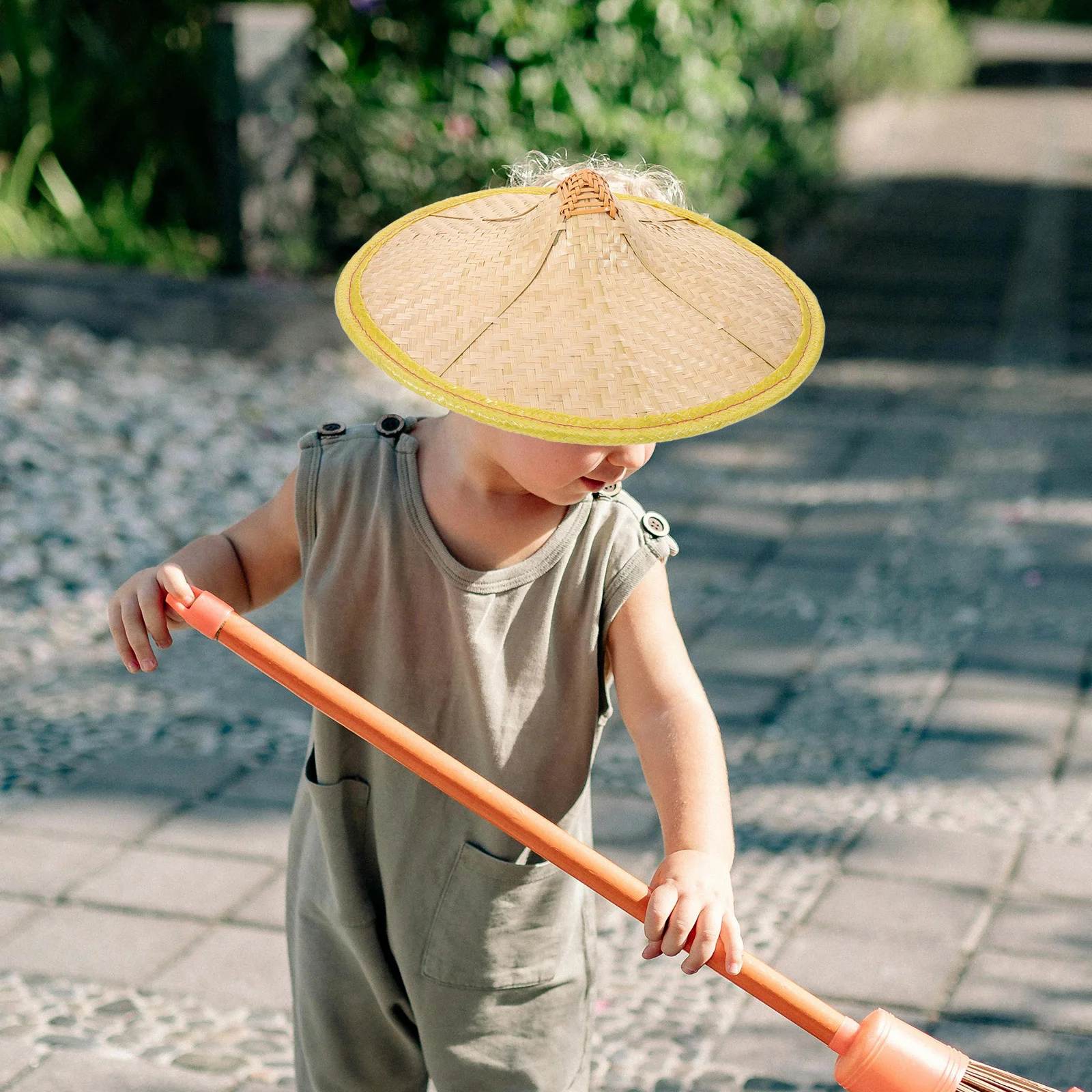 Kid Sun Shield Bamboo Hats Chinese Bamboo Hat Traditional Rain Stage Performance Fishing Caps Anti Rain Hat iental Asian Rain