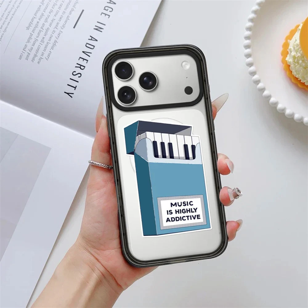 

Creative Piano Key Cigarettes Impact Black Border Magnetic Cover for IPhone 12 13 14 15 16 17 Pro Max Case for IPhone 17 Air