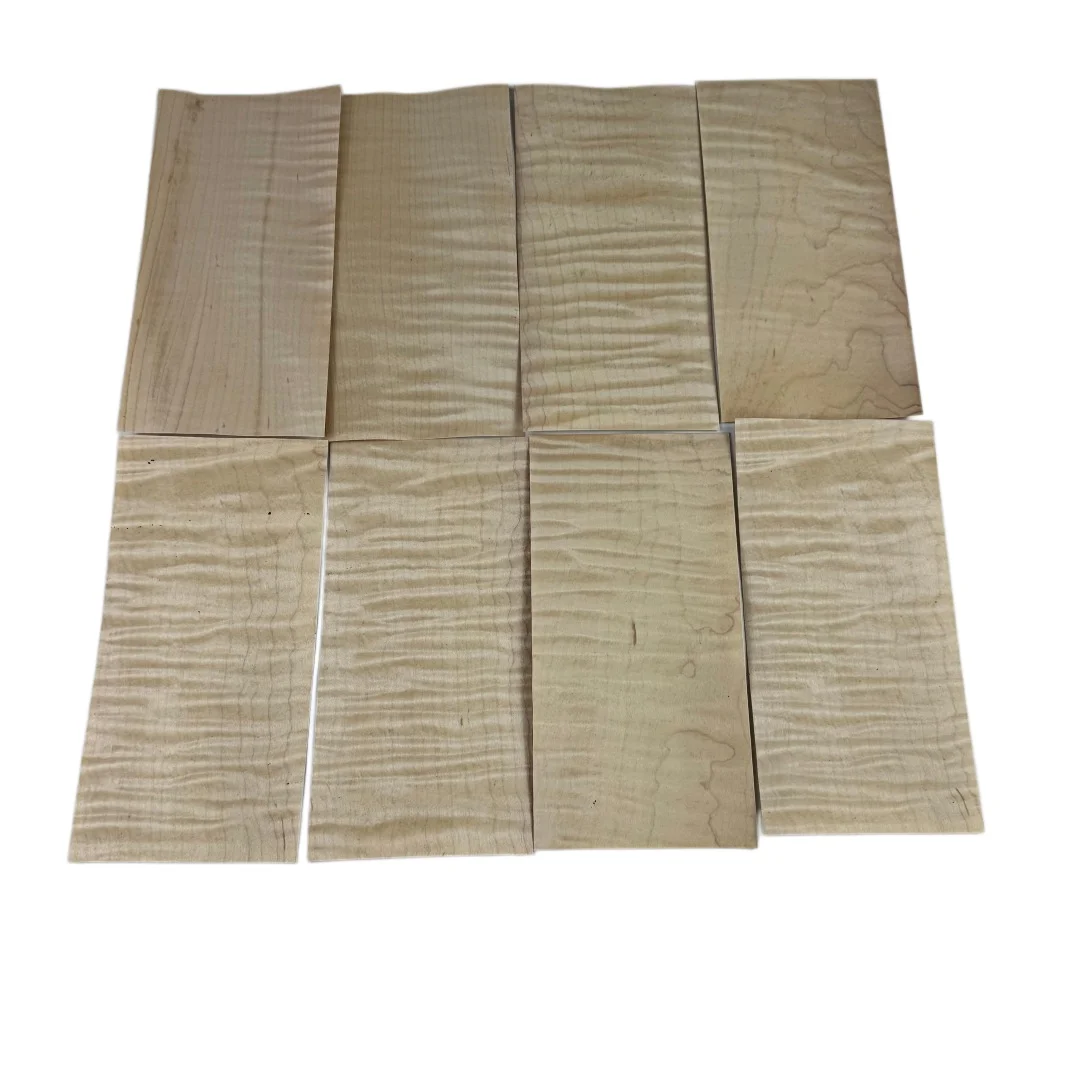 24pcs Natural Maple Curly Veneer 0.4mm Thick Real Wood Veneer Sheet for Guitar Body Furniture DIY Marquetry Inlay 20x10cm