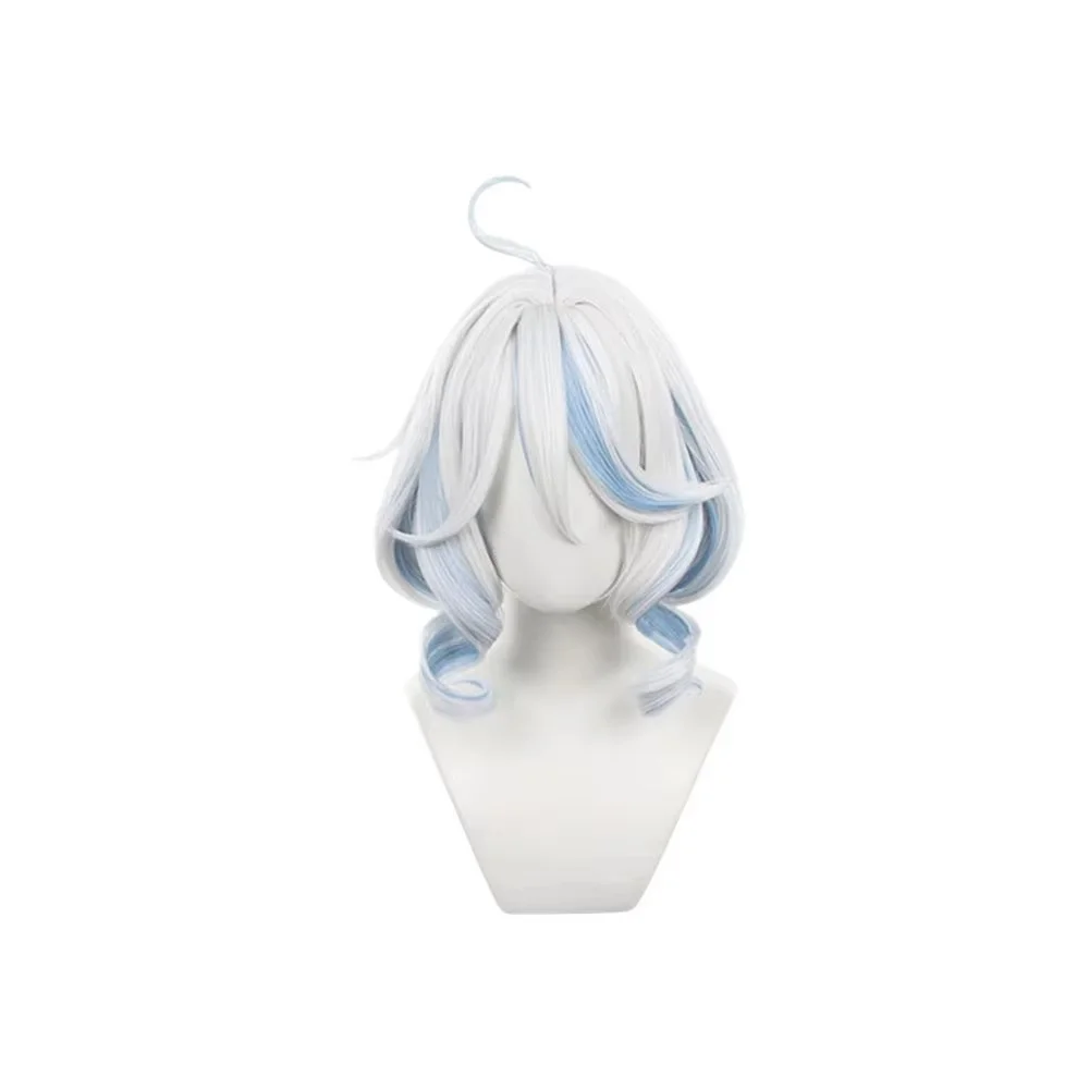 

Focalors Furina Косплей Парики Белый Синий Короткие Вьющиеся Синтетические Волосы Реквизит Для Хэллоуина