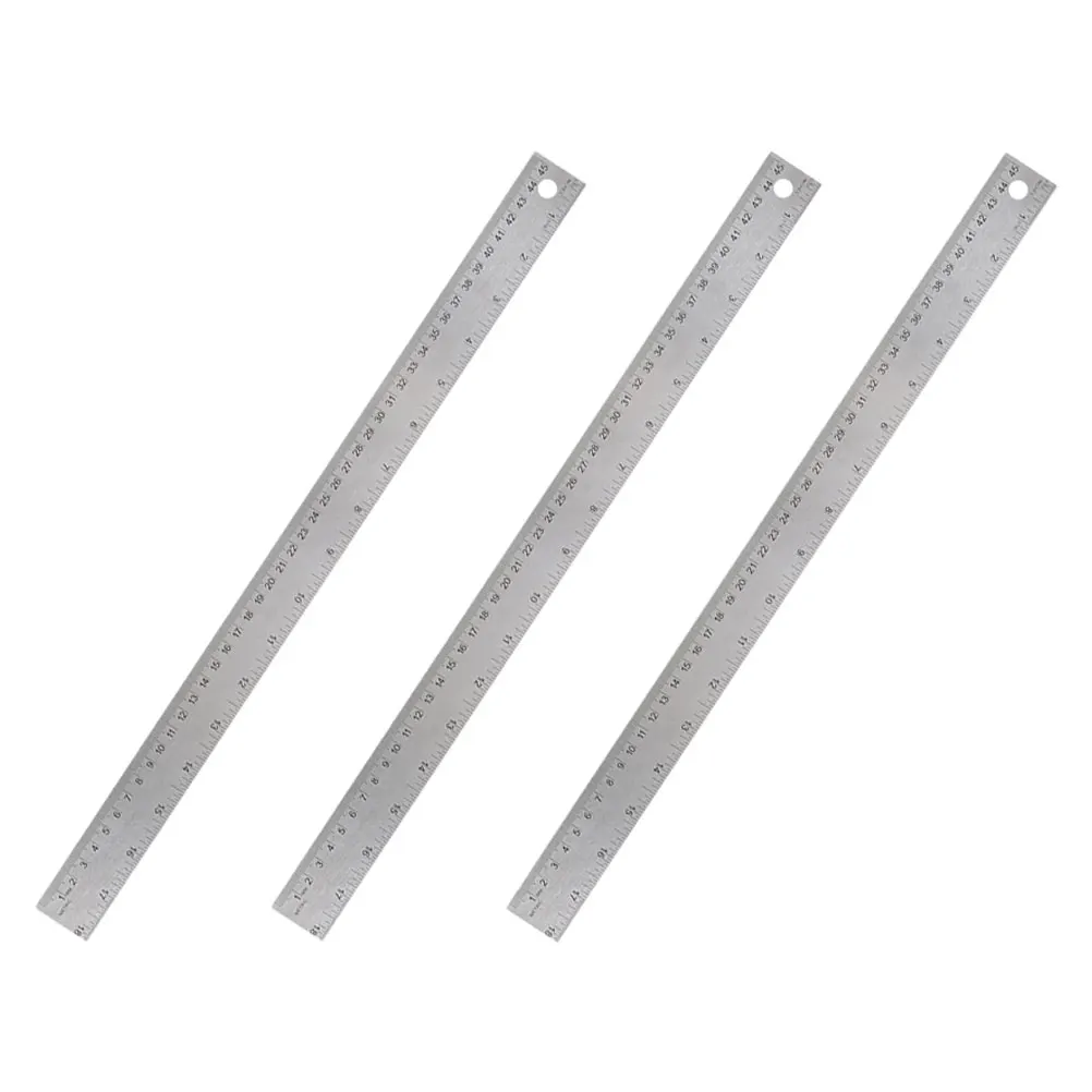 

3pcs Cork Backing Rulers 45cm Stainless Steel Straight Measuring Tool for Students Office Portable Wear Resistant Accurate