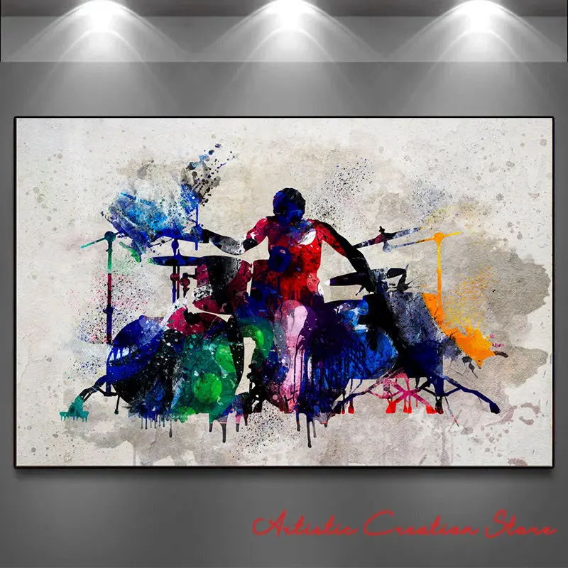 

Abstract Drummer Saxophone Player Singer Poster Canvas Painting Drum Print Silhouette Artwork Music Picture Living Room Decor