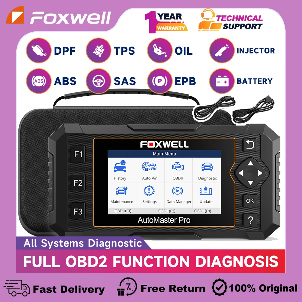 Foxwell NT624 Elite OBD2 Automotive Scanner Full System ABS Bleeding SAS DPF EPB Oil Reset OBD 2 Auto Car Diagnostic Scan Tool