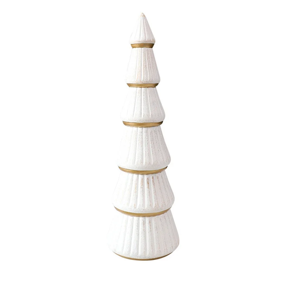 Mini ornement d'arbre de noël en bois or/blanc, pour décoration de maison de vacances, décoration d'ambiance de fête de noël