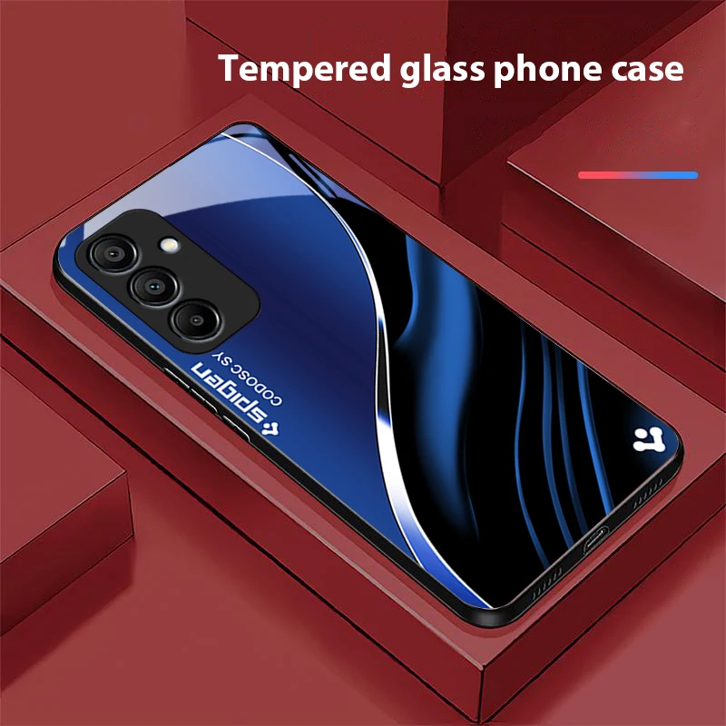 Deep Blue Fashion For Samsung Galaxy A15 5G 54 4G 51 50 24 35 90 71 12 51 53 52S 80 22 34 Black tempered glass phone case