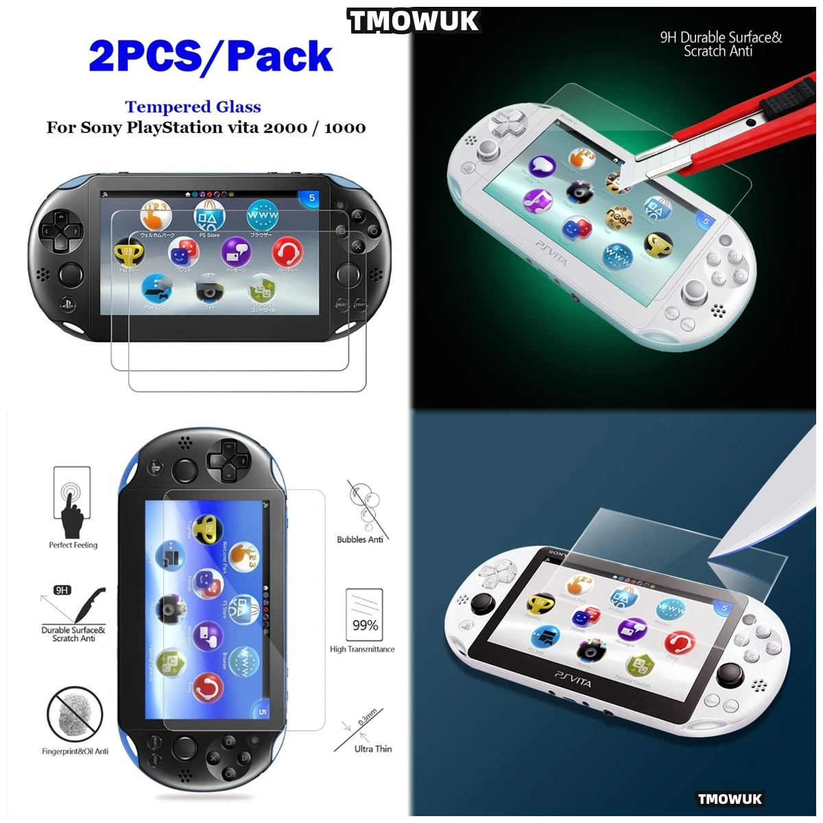 

Premium Quality Tempered Glass Cover For Sony PS Vita 1000 PS Vita 2000, Ultimate Protection, No Residue Removal