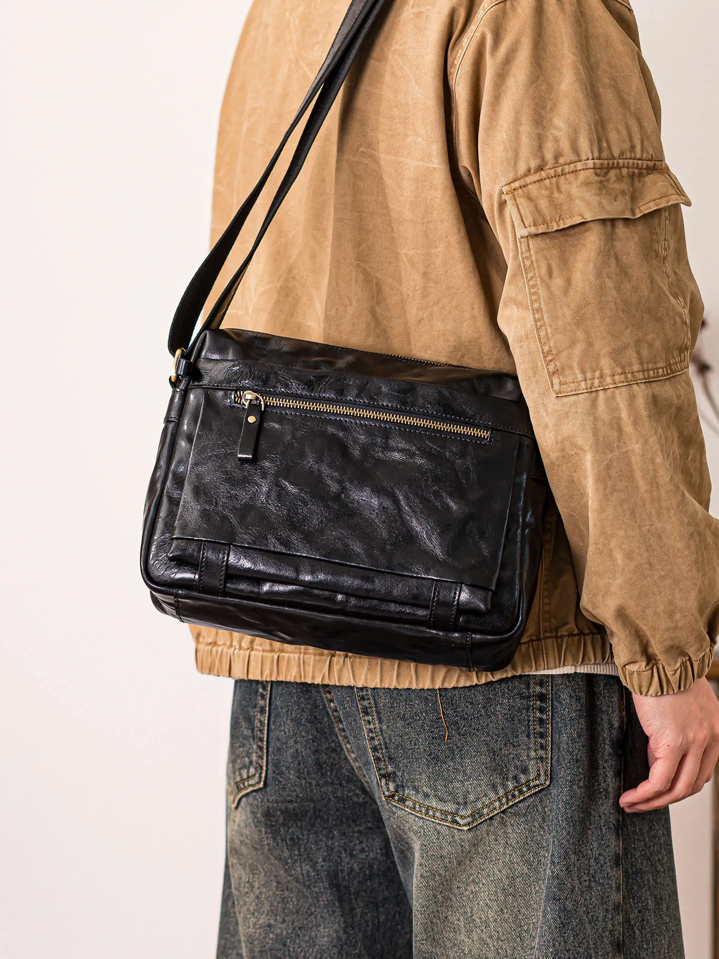 

PNDME повседневная роскошная мужская сумка-мессенджер из натуральной кожи высокого качества, винтажная дизайнерская сумка через плечо из коровьей кожи ручной работы с плиссировкой