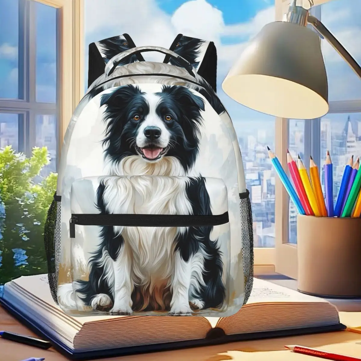 

Border Collie Dog Pattern Backpack Student Boys Girls BookBag Children School Bag Computer Shoulder Bags for Men Women