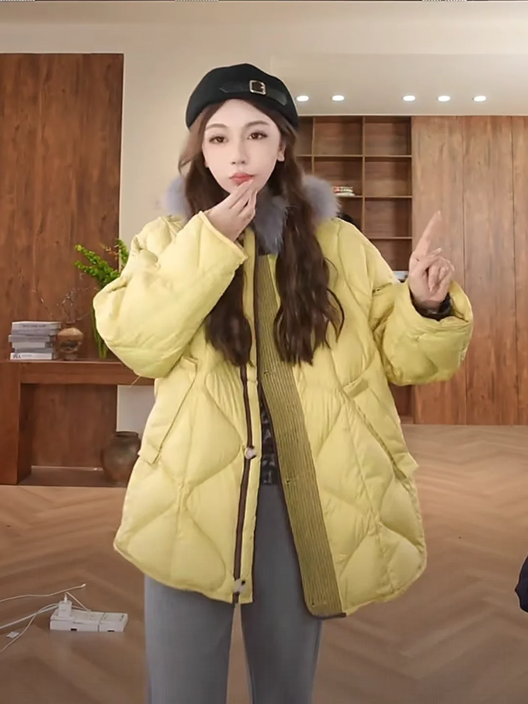 

Buxue Recommended Cotton Candy 90 Du down Patchwork Jaet Women's Loose Warmth Outerwear Autumn Winter Anti-Aging