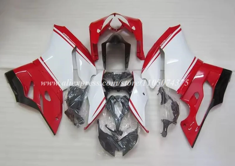 

4Gifts New ABS Motorcycle Fairings Kit Fit For Ducati PANIGALE 899 1199 Bodywork Set Custom Red White Glossy