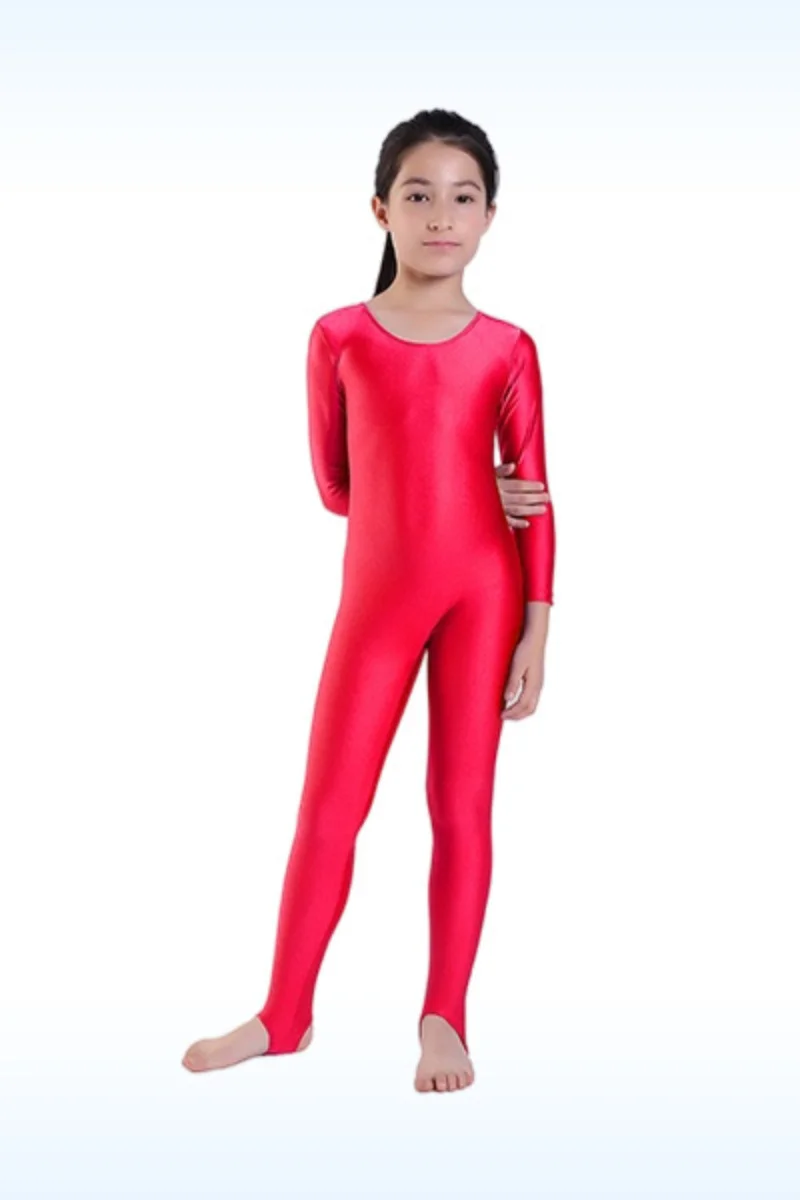Speerise ガールズ長袖ダンスユニタード キッズバレエキャットスーツ スパンデックス体操用ストラップ付きハロウィンジャンプスーツ ショーステージ用