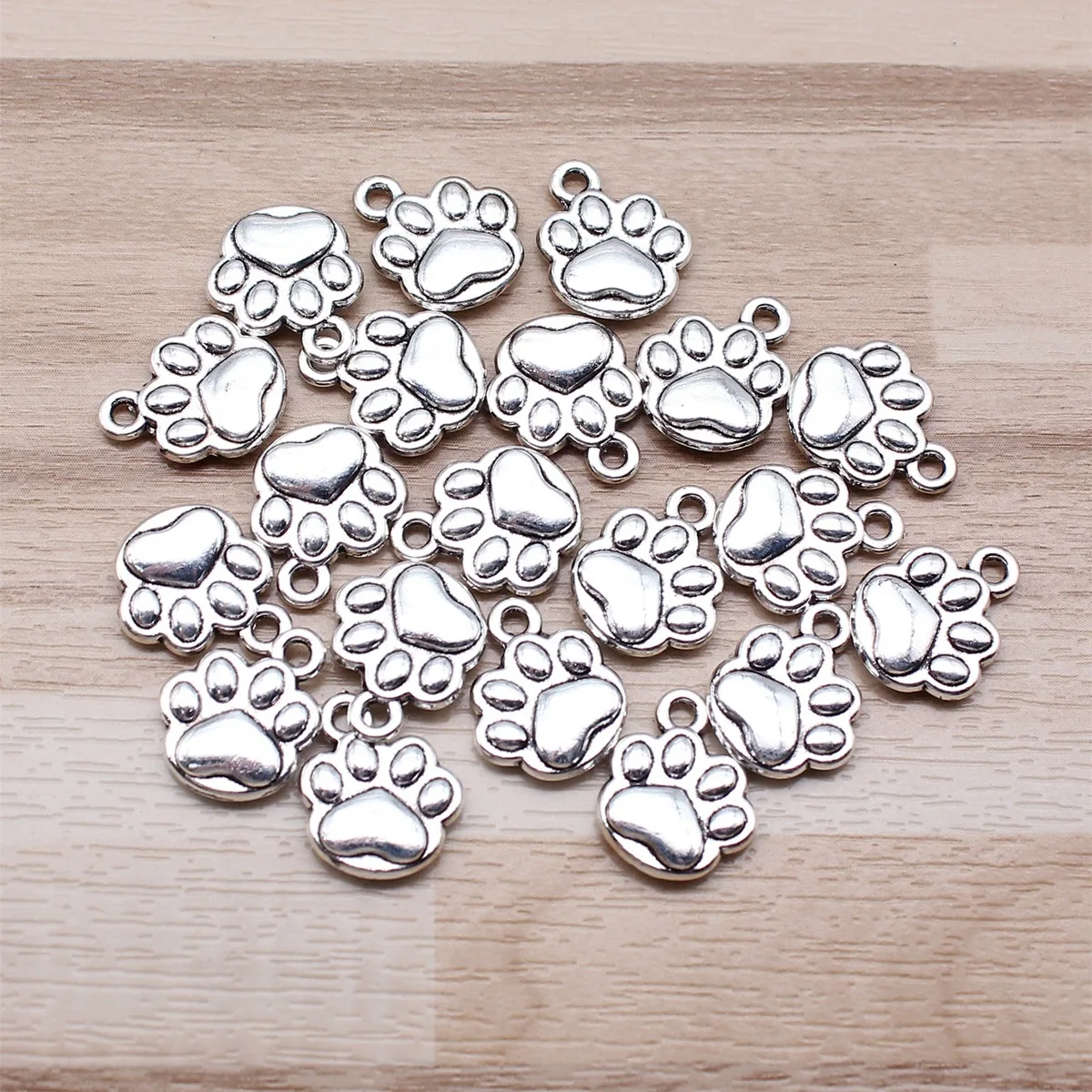 IFOCUS 20pcs/Lot Dog Paw Charms For DIY Jewelry Making Zinc Alloy 14x12mm/0.55x0.47inch