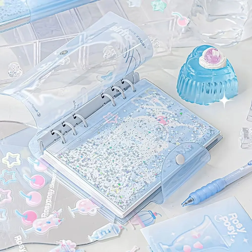 

Portable 6 Binder Ring Notebook Exquisite Button Design Diary Book Frosty Series Loose-leaf Schedule Book Journal Writing