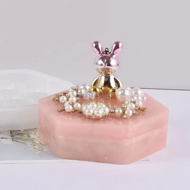 

C1FE Diy Crystal Drop Hexagonal Mold Container Resin Silicone Mold