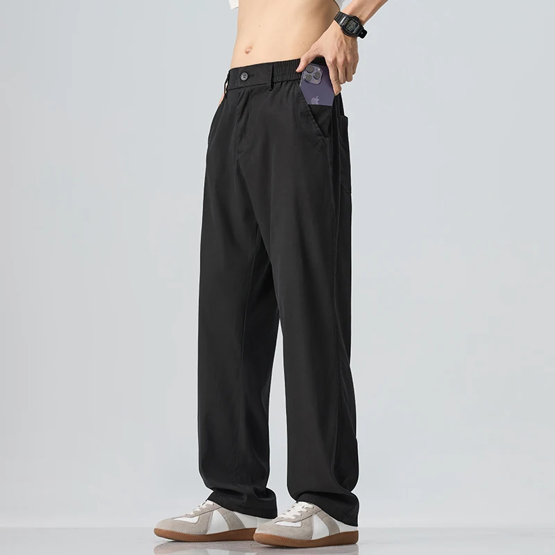 Lyocell Ultra-dünne Eisseiden-Hose für Herren, Sommer, locker geschnitten, kühl, atmungsaktiv, Alltag, Sport, Freizeit, modisch, koreanischer Stil – Detail 9