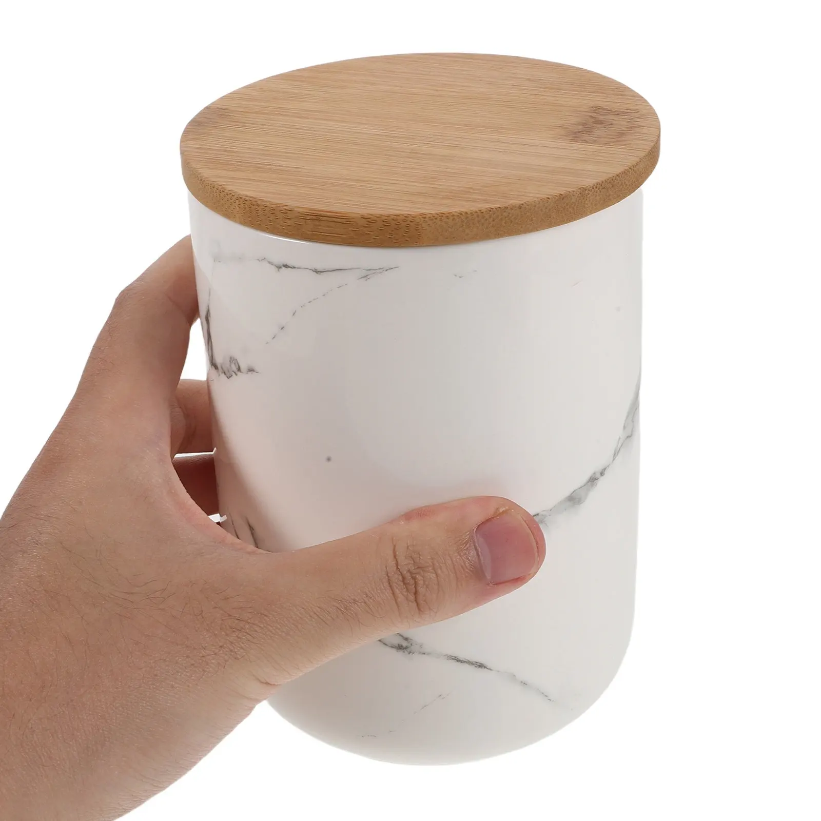 Marble Pattern Ceramic Canister 800Ml Airtight Kitchen Counter Storage Jar for Tea Coffee Beans Sugar Spices Dry Goods Pantry