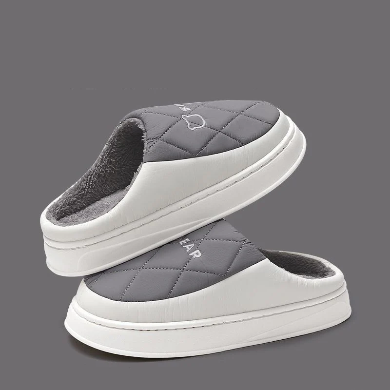Pantoufles de maison pour hommes et femmes, chaussures chaudes d'hiver en peluche pour chambre à cou