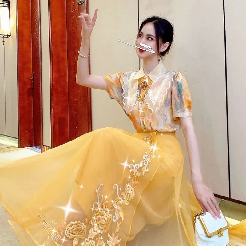 

Funa Ni Two-Piece Dress Set Summer 2026 New Style Elegant Women's Clothing Belly Covering Anti-Aging Set Dresses