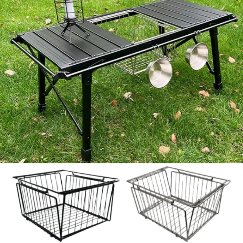 

Outdoor Camping Folding Storage Basket Stainless Steel Drainage Basket for IGT Table