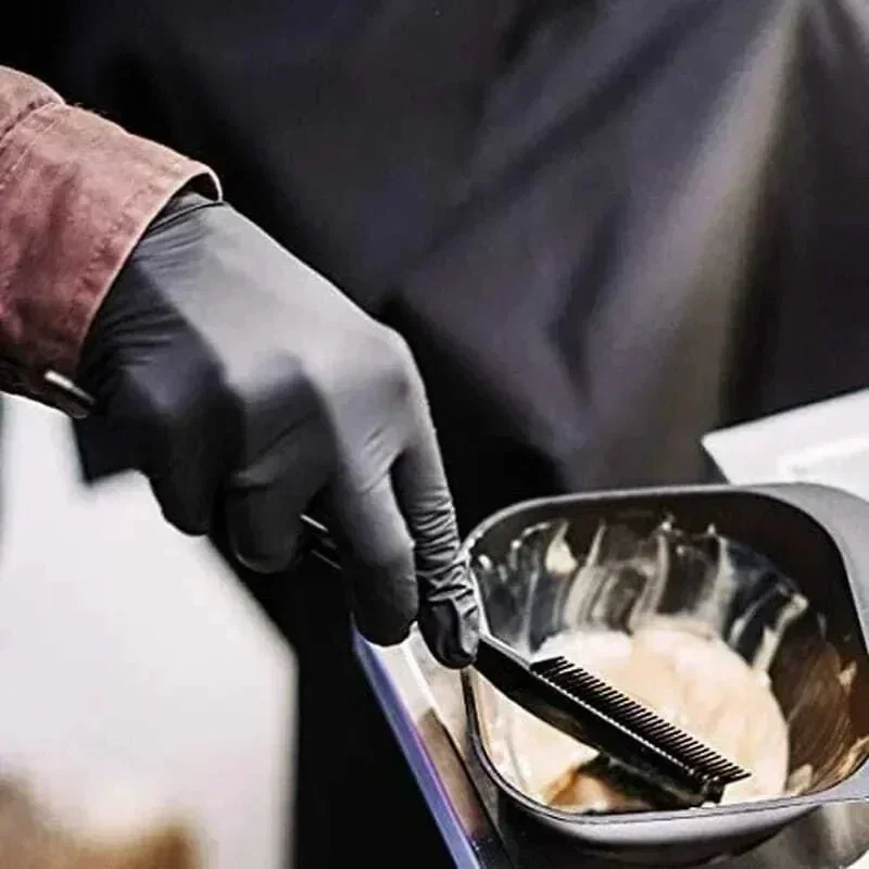 Gants jetables en Nitrile noir, 50/10 pièces, sans Latex, imperméables, durables, adaptés à la cuisine, transformation des aliments, salon de beauté, famille