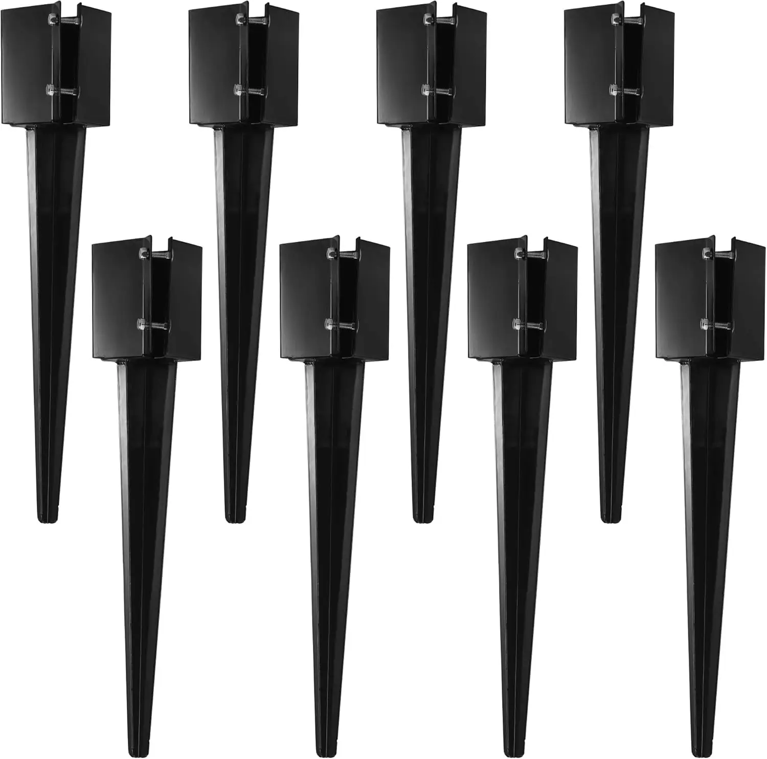 

8Pcs 24" Heavy Duty 4x4 Fence Post Anchor Ground Spike Metal Black Powder Coated - Mailbox Post Anchors