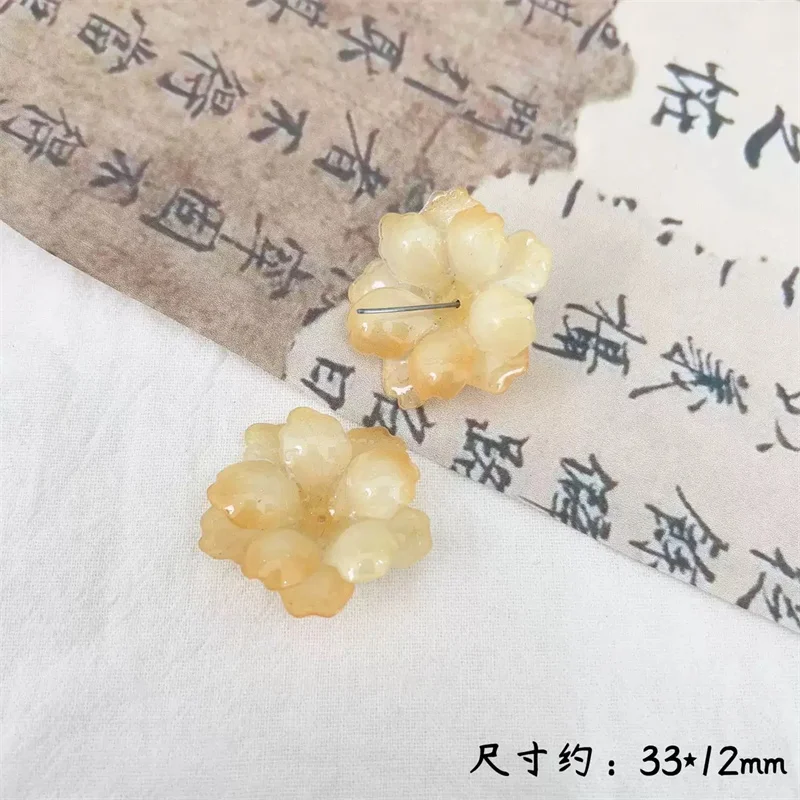 New arrived 30pcs/lot 32mm color pattern print cartoon flowers shape acrylic beads diy jewelry garment hair accessory