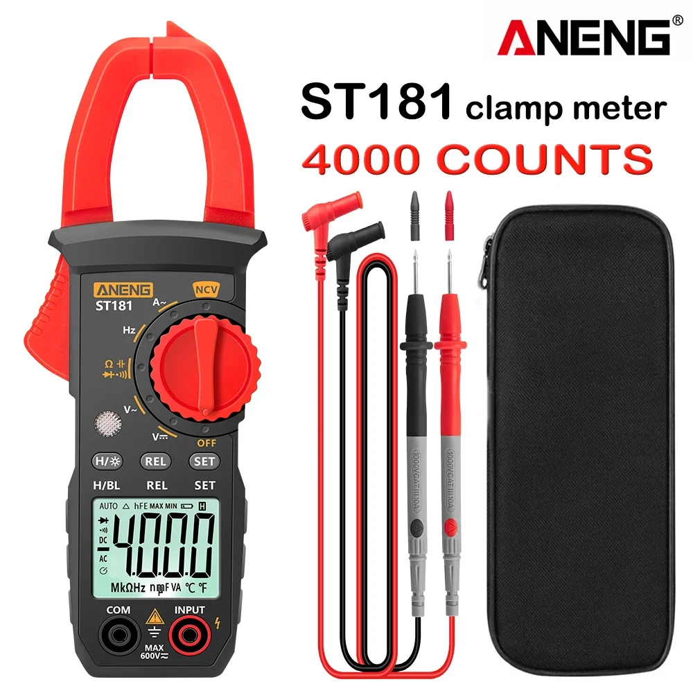 ST181 Digital Clamp Meter 4000 conta DC/AC corrente multimetro amperometro Tester di tensione Car Amp Hz capacità NCV Ohm Test