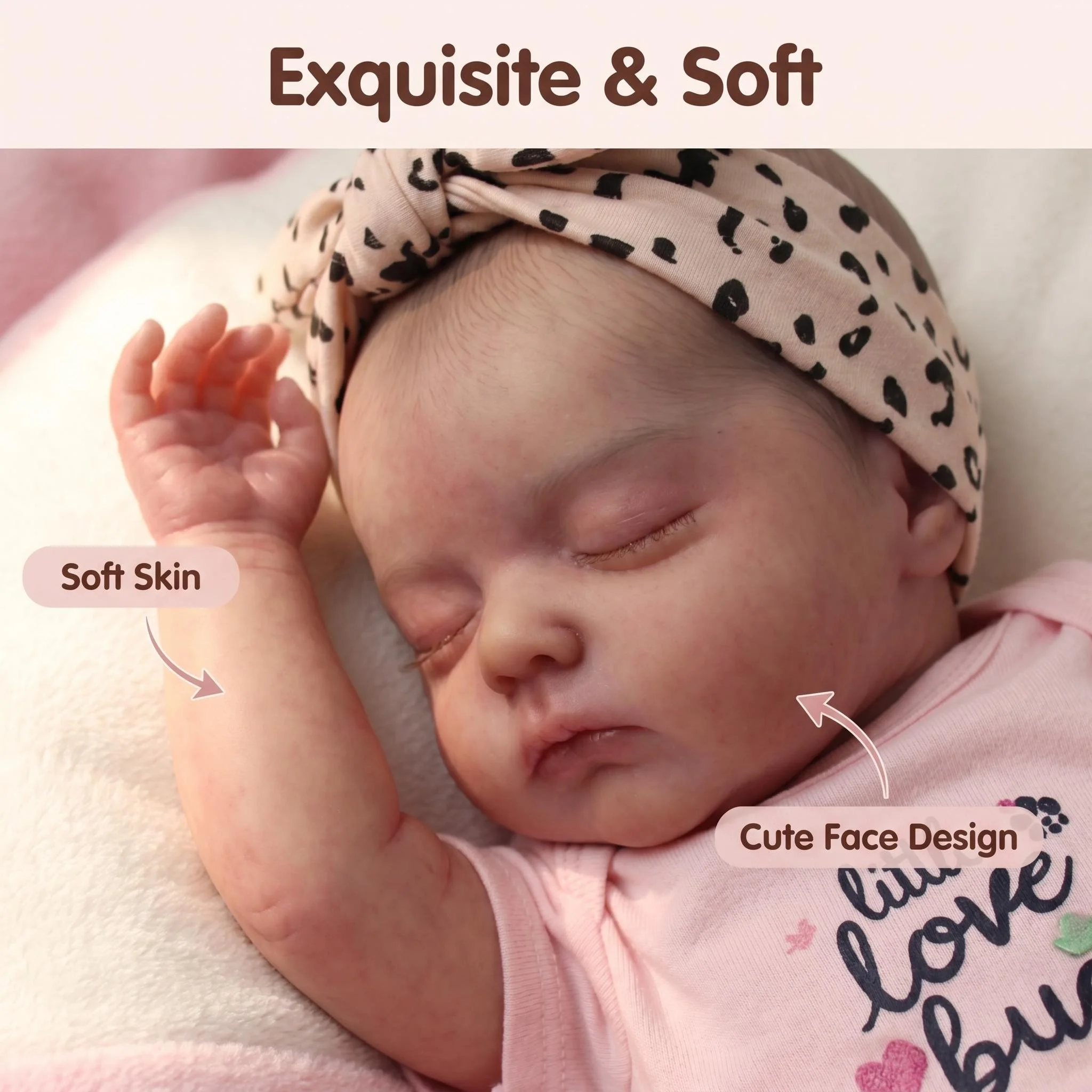 19inch Alessia Lifelike Reborn Baby Doll Realistic Soft Vinyl Silicone Body Collectible with Soft Cloth Body And Soft Painted