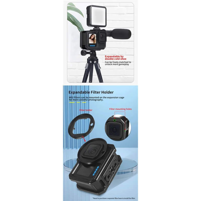 

【НОВЫЙ СПИСОК】Защитная рамка в клетке из алюминиевого сплава для экшн-камер для камеры Gopro 13 12 9, с креплением для холодного башмака