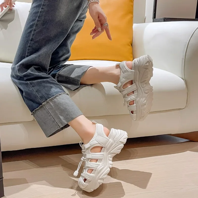 Sports Sandals 2024 Summer New FashionThick-soled Increase Outside To Wear Leisure Small Fragrant Wind Beach Sandals Daddy Shoes