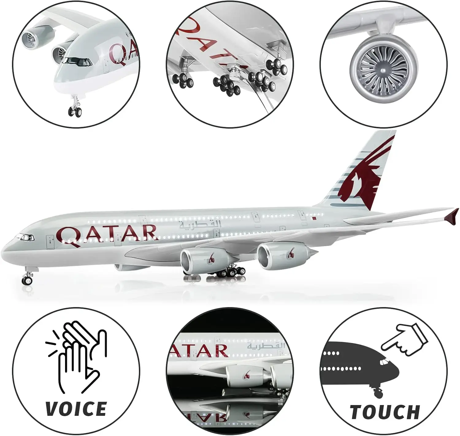 47cm Qatar A380 Static Display Airplane Model Kit with Stand Collectible Aircraft for Aviation Enthusiasts Gifts or Decorations