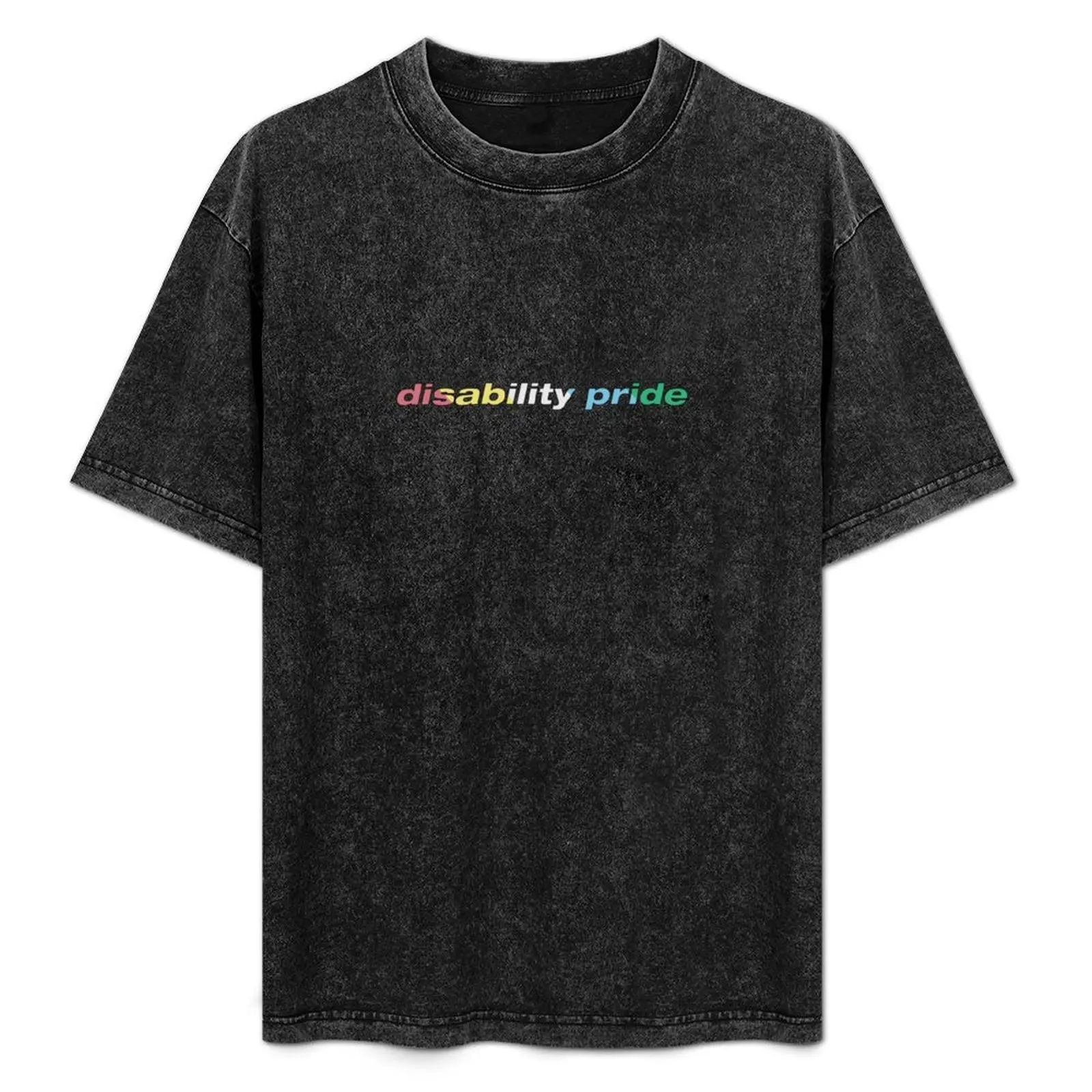 

Disability pride - colorful text T-Shirt Work Daily Short Sleeve Top