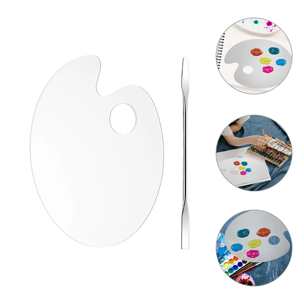 1 Set Watercolor Mixing Palette Mixing Plate Acrylic Foundation Mixing Plate with Spatulas