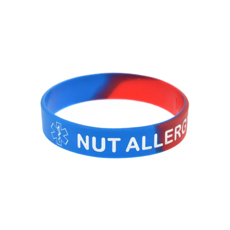 50 PCS Nut Allergy Silicone Rubber Bracelet Subsection Color Adult Size