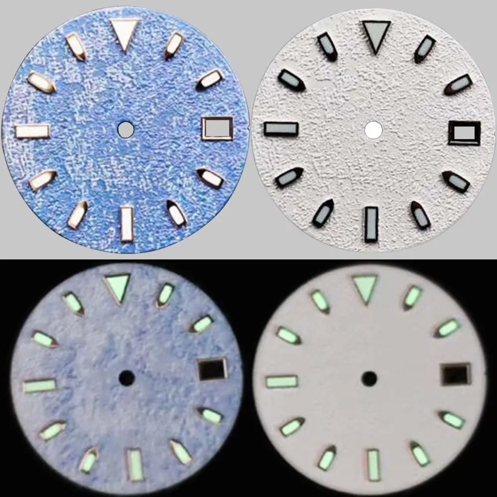

28.5mm Blue/White Watch Dial for NH35 NH36 Movement Green Luminous Mechanical Watch Face Single Calendar Dials Accessories