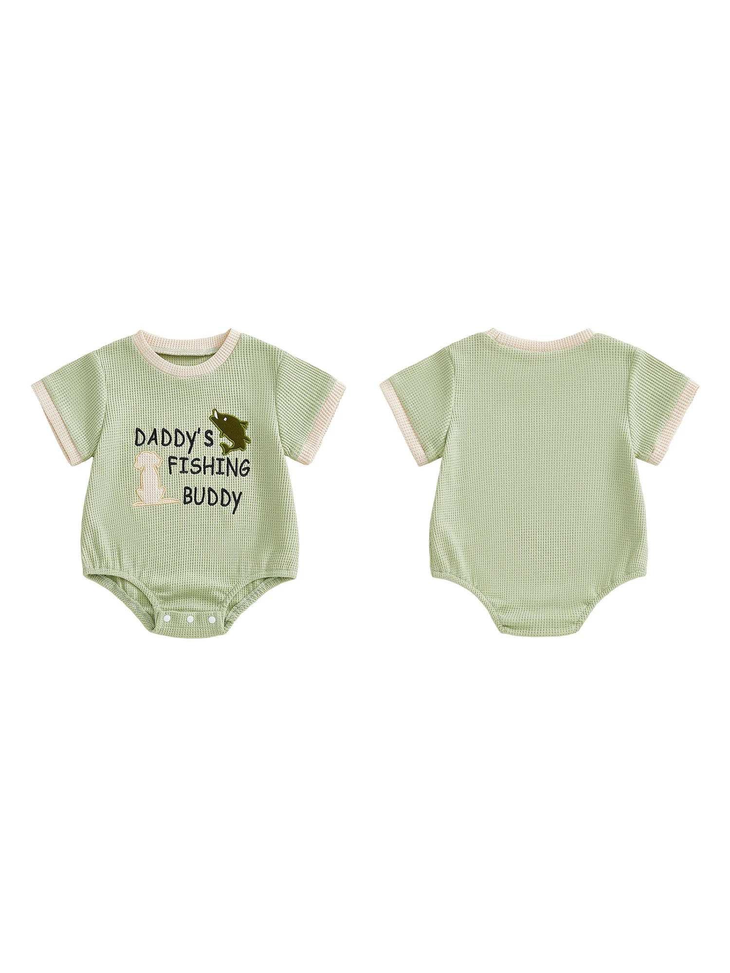 

Infant Short Sleeve Bodysuit with Cute Cartoon Print and Snap Closure Round Neck Romper for Baby Boys and Girls