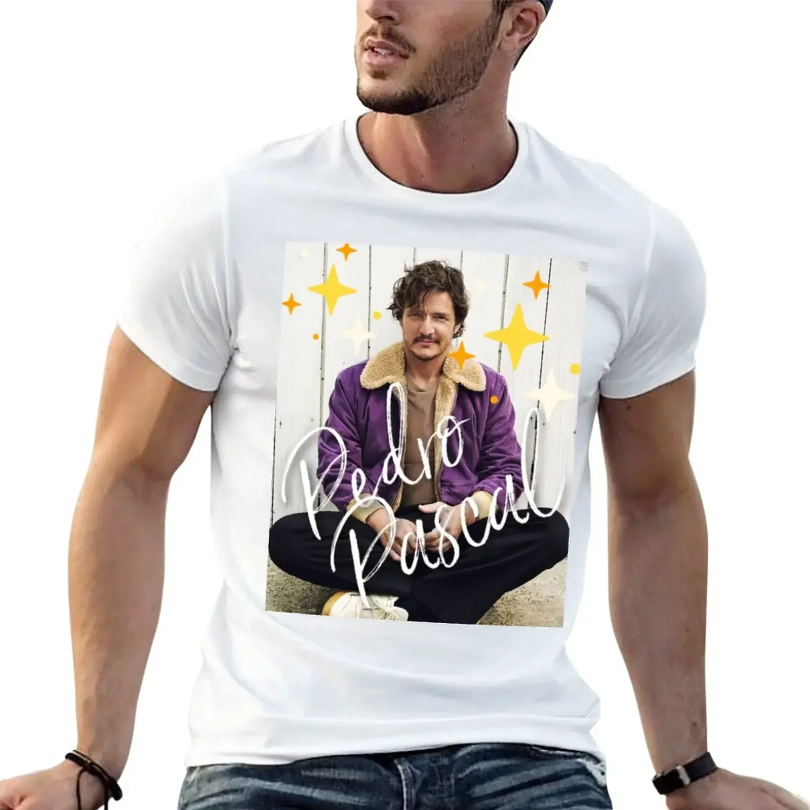 Pedro Pascal - Stars T-Shirt summer clothes blacks mens big and tall t shirts