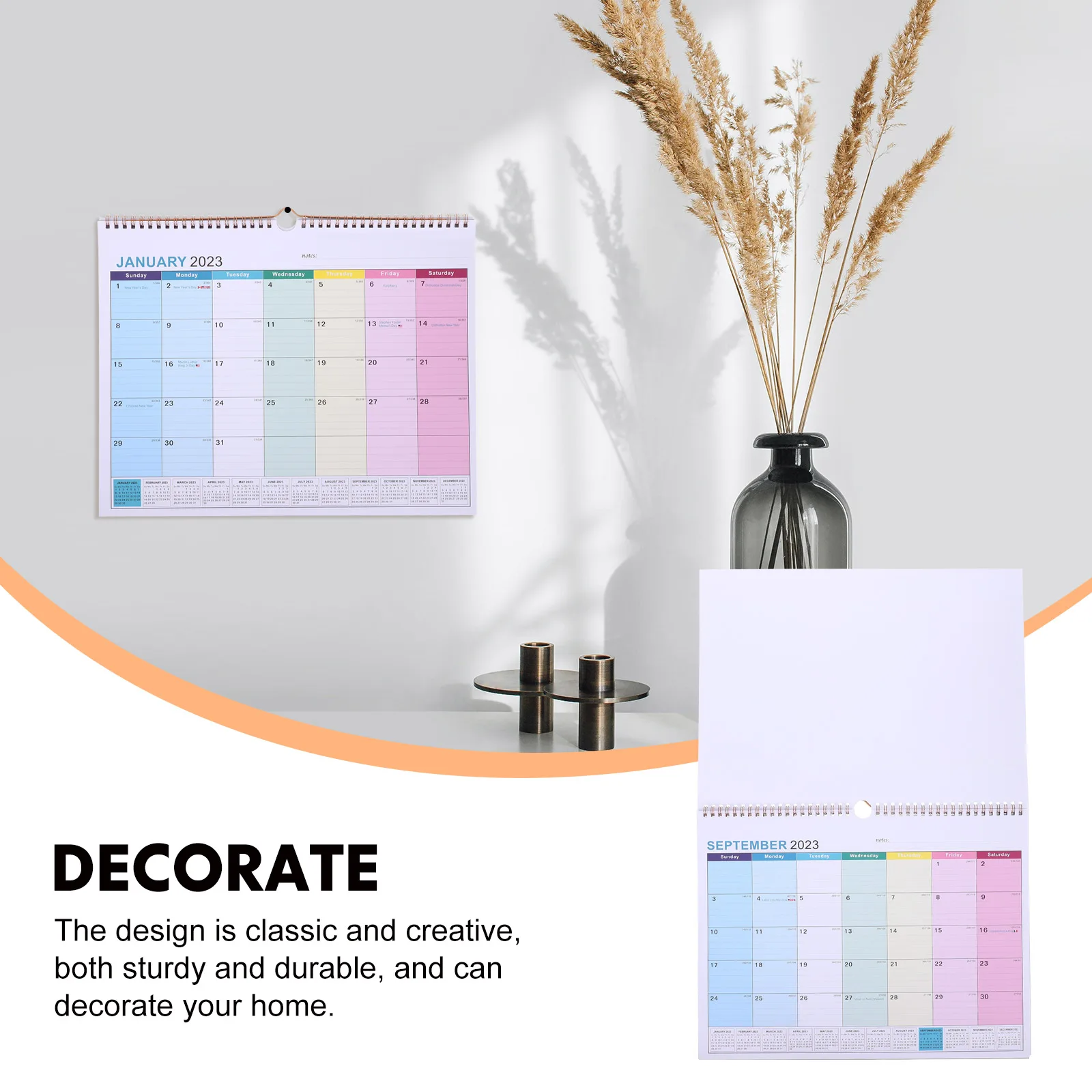 

Delicate Planner English Schedule Calendar Creative Classic Wall Hanging Monthly Paper Calendar for Home Office School