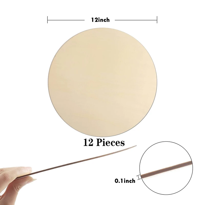 Круглые деревянные диски для рукоделия, 8 шт./упаковка, 12-дюймовые деревянные круги, необработанная деревянная табличка для поделок, дверная вешалка, дизайн двери