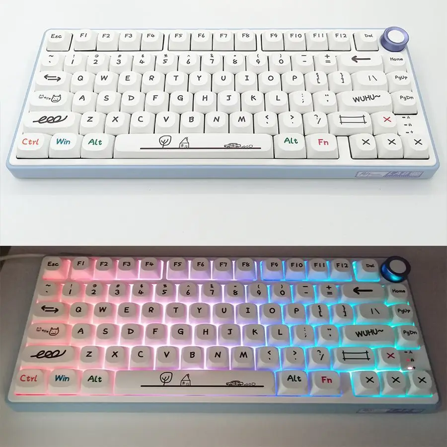 

Minimalism 121 Keys PBT MA Keycaps Set Korean Custom White Outer Space Keycap Mechanical Keyboard Gaming Key Caps For GMK75 K500