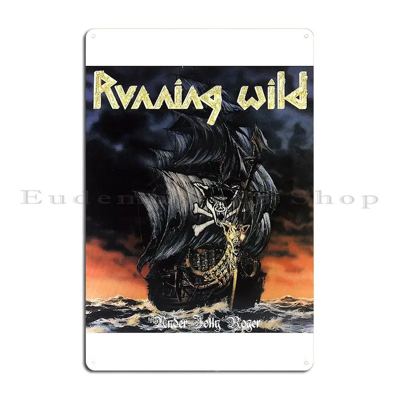 Running Wild Under Jolly Roger 1987 Invokere Metal Plaque Custom Customize Wall PaintingWall Pub Tin Sign Poster
