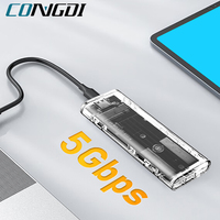 M.2 SSD Enclosure Type C USB3.1 SATA Hard Disk Box Transparent M.2 SSD Harddisk Case For 2230 2242 2260 2280 M2 NGFF SSD Adapter