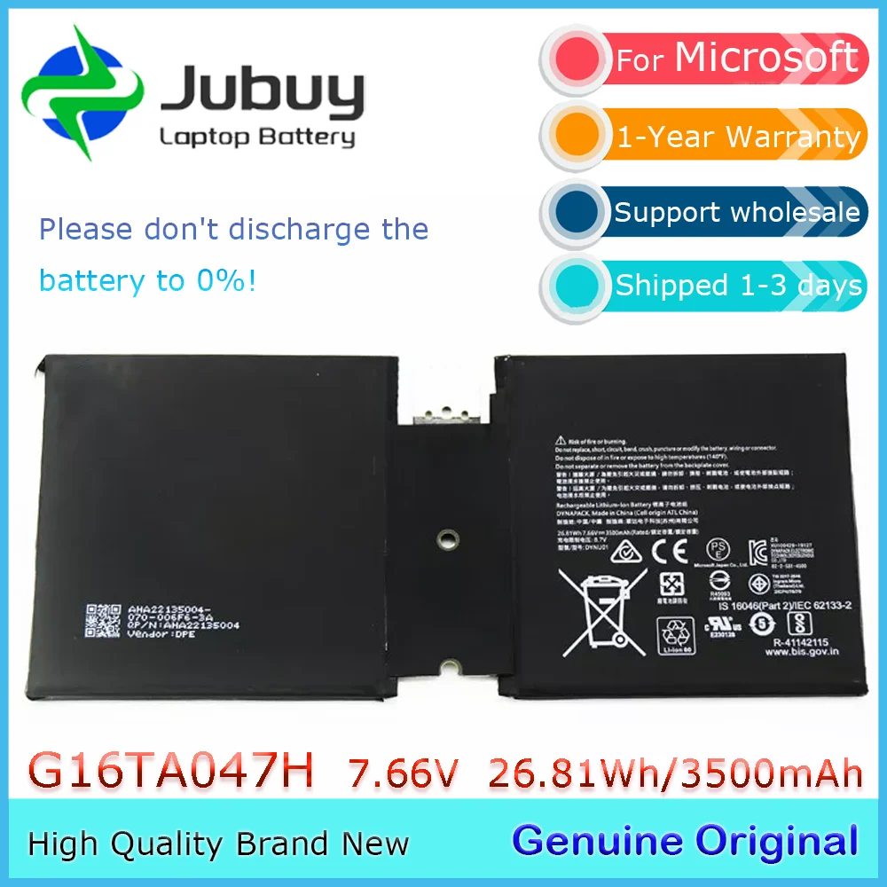 G16TA047H 7.66V 26.81Wh Original Laptop Battery for Microsoft Surface Go 2 1901 1926 DYNU01