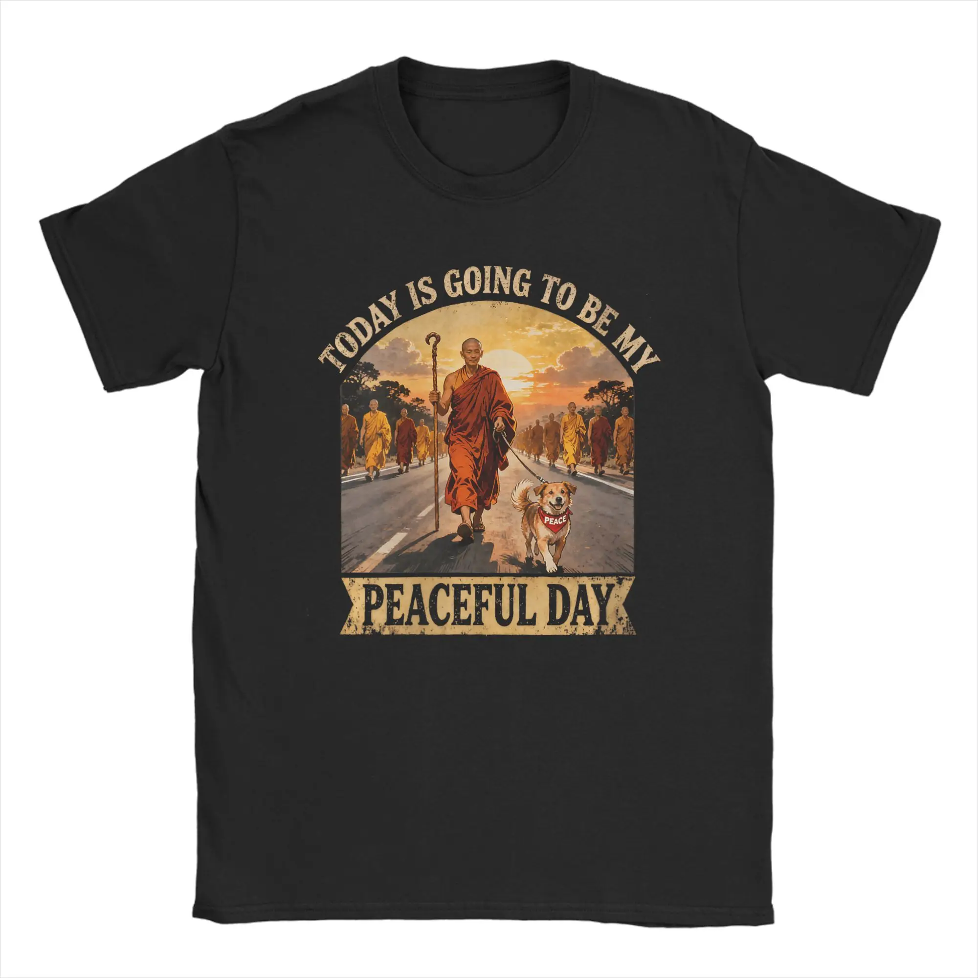Today is Going to Be My Peaceful Day Walk for Peace (3) Cotton T Shirt For Men Beach  Streetwear T-Shirts O Neck Leisure Tees