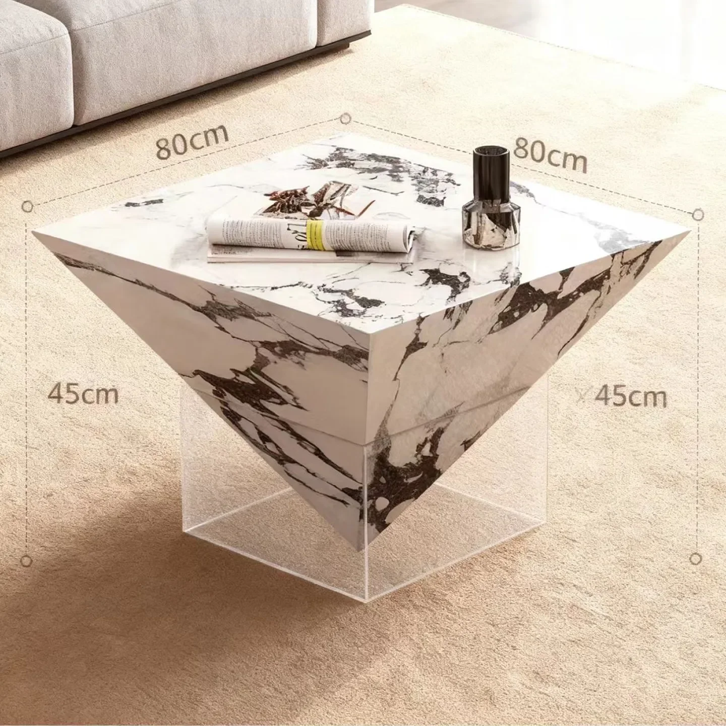 DD  minimalist luxury stone acrylic coffee table living room home
